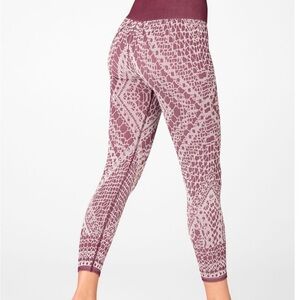 Fabletics Patterned Leggings in Burgundy and Cream